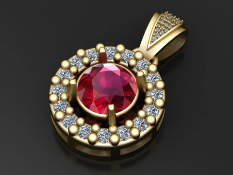 Ruby diamond pendant 3D Model