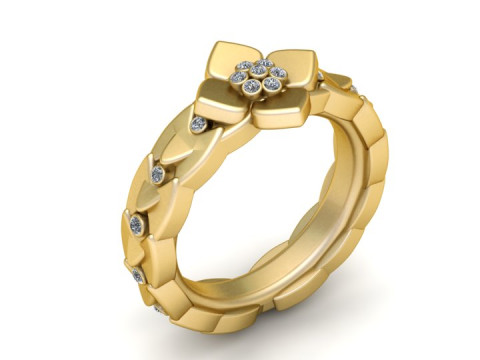 Gold flower ring Model 3D