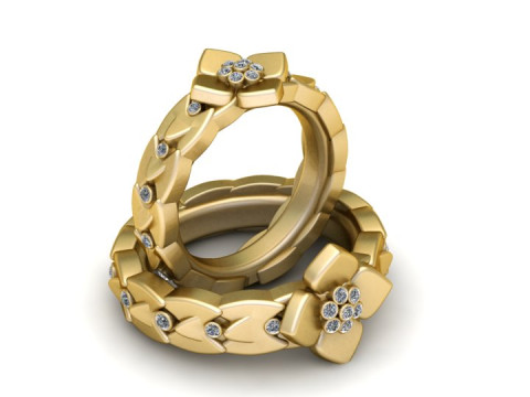 Gold flower ring 3D Модель
