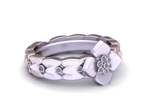 Gold flower ring 3D Модель
