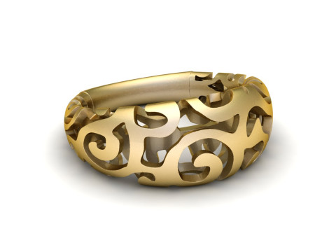 Gold Filigree Ring Modèle 3D