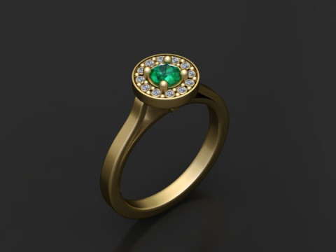 Emerald diamond ring Modelo 3D