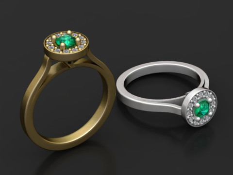 Emerald diamond ring 3Dモデル