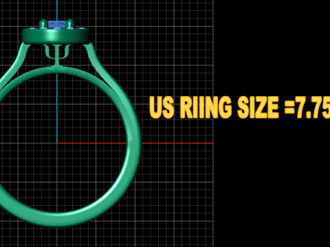 Emerald diamond ring 3D Model