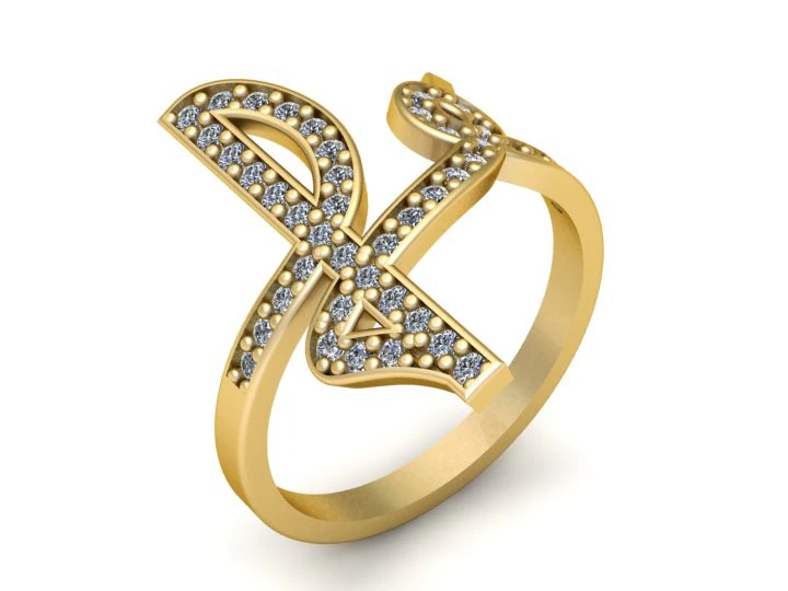 Custom letter ring 3D Model .c4d .max .obj .3ds .fbx .stl .blend 