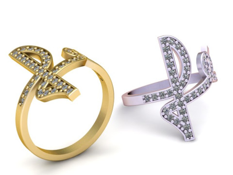 Custom letter ring 3Dモデル