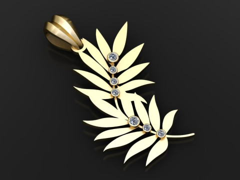 Gold leaf pendant Model 3D