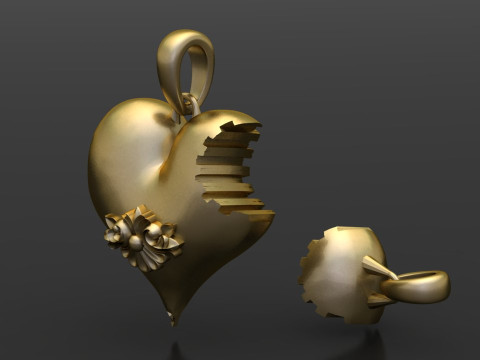 Broken heart pendant 3D Modell