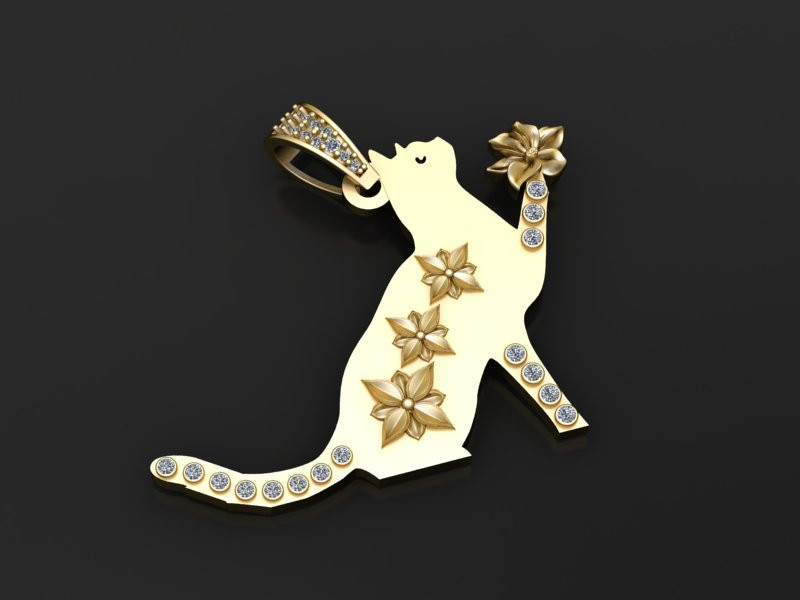 Cat pendant jewelry 3D Model .c4d .max .obj .3ds .fbx .stl .blend
