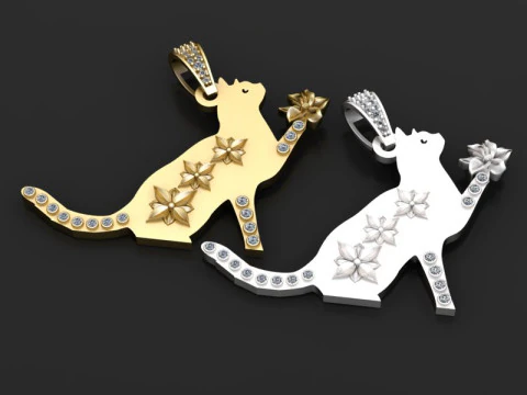 Cat pendant jewelry 3D Model