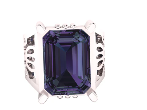 Imperial Emerald-Cut Gemstone Rings 3D Model