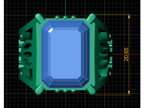 Imperial Emerald-Cut Gemstone Rings Model 3D