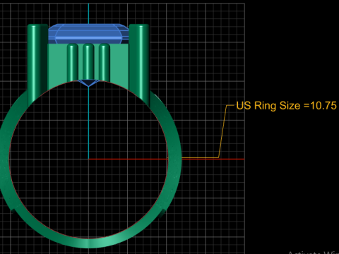 Imperial Emerald-Cut Gemstone Rings Model 3D