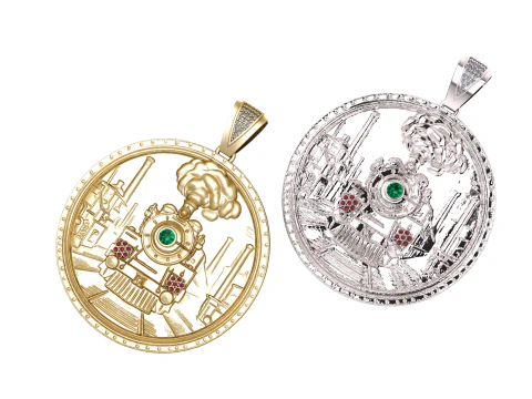 Heritage Locomotive Gold Pendant 3D Model