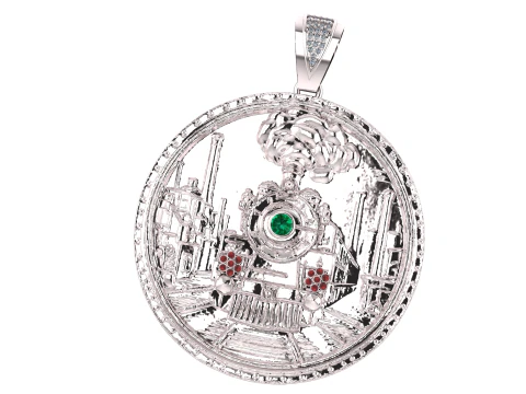 Heritage Locomotive Gold Pendant 3D Model