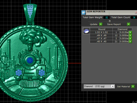 Heritage Locomotive Gold Pendant 3D Model