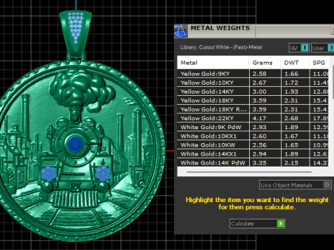 Heritage Locomotive Gold Pendant 3D Model