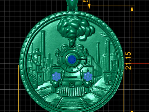 Heritage Locomotive Gold Pendant 3D Model