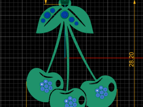 Golden Cherry Gemstone Pendant 3D Model