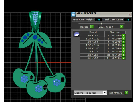 Golden Cherry Gemstone Pendant 3D Model