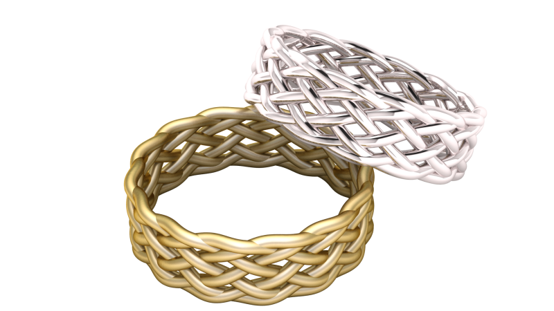 Golden Braided Eternity Band 3D 模型 .c4d .max .obj .3ds .fbx .stl .blend