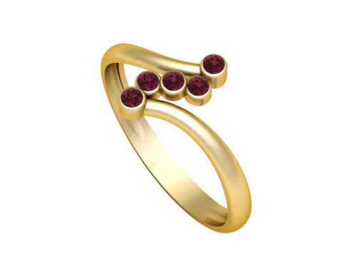 Golden Cluster Ruby Ring 3D Model