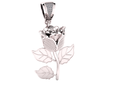 Golden Rose Pendant with Ruby Detailing 3D 模型