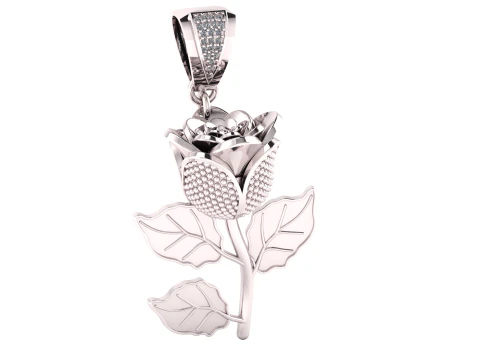 Golden Rose Pendant with Ruby Detailing 3D Model