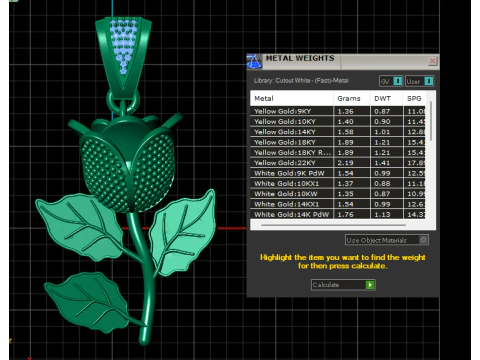 Golden Rose Pendant with Ruby Detailing 3D Model