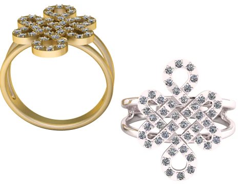 Anel de ouro entrelaçado com diamante Modelo 3D