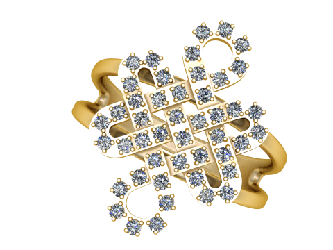 Cincin Emas Kisi Berlian Jalinan Model 3D