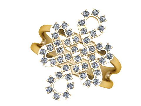 Interwoven Diamond Lattice Gold Ring 3D Model