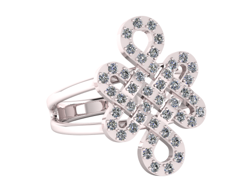 Cincin Emas Kisi Berlian Jalinan Model 3D
