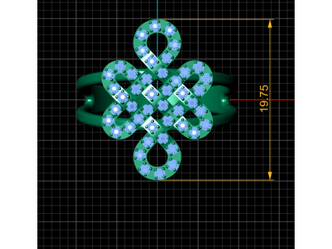 Cincin Emas Kisi Berlian Jalinan Model 3D