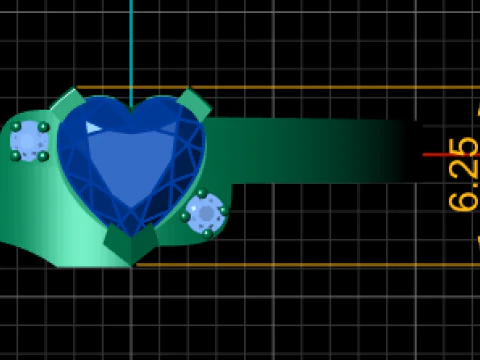 Heart-Shaped Amethyst Solitaire Ring with Diamond Accents 3D Model