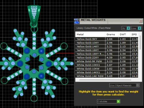 Royal Snowflake Multicolor Gemstone Gold Pendant 3D Model