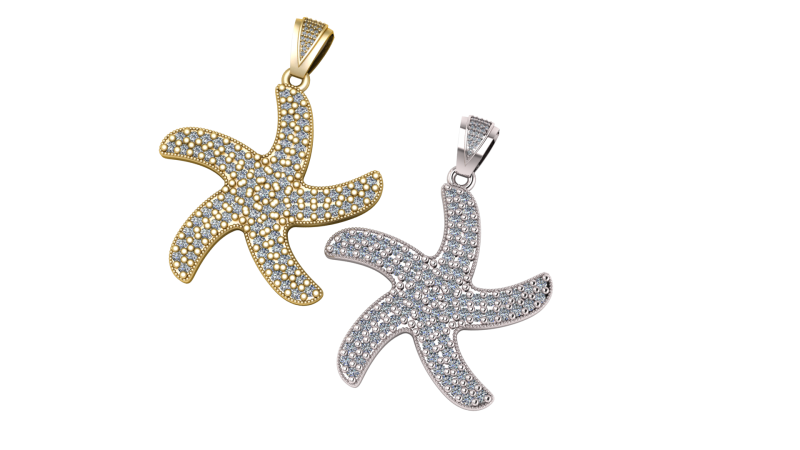 Ocean Star Diamond Pendant 3D Принт Модель .c4d .max .obj .3ds .fbx .stl .blend 