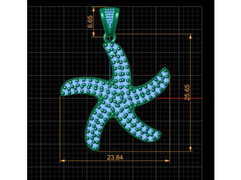 Ocean Star Diamond Pendant 3D Print Model