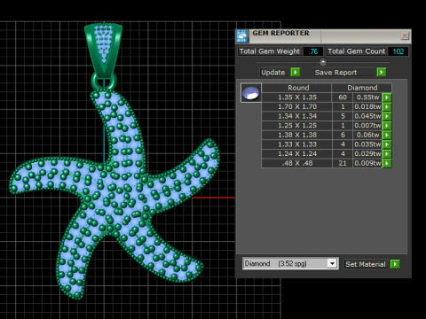Ocean Star Diamond Pendant 3D Print Model