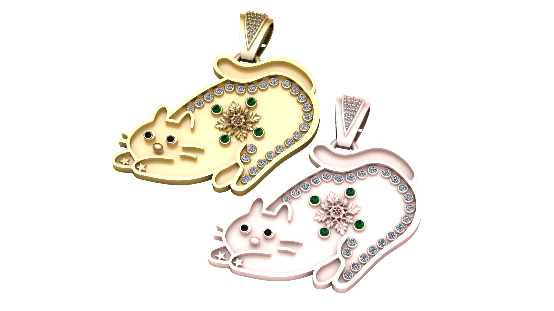 Whisker Charm Cat Pendant 3D Print Model .c4d .max .obj .3ds .fbx .stl .blend 