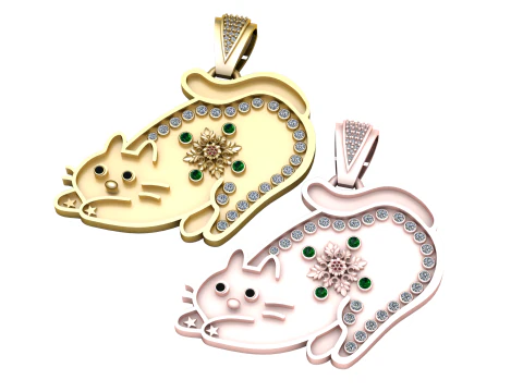 Ciondolo gatto con fascino baffo Modello di stampa 3D