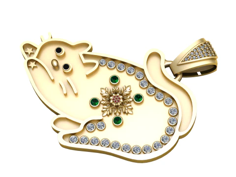 Whisker Charm Cat Pendant 3D Print Model