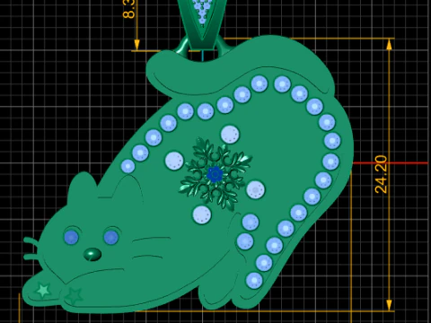 Whisker Charm Cat Pendant 3D Print Model