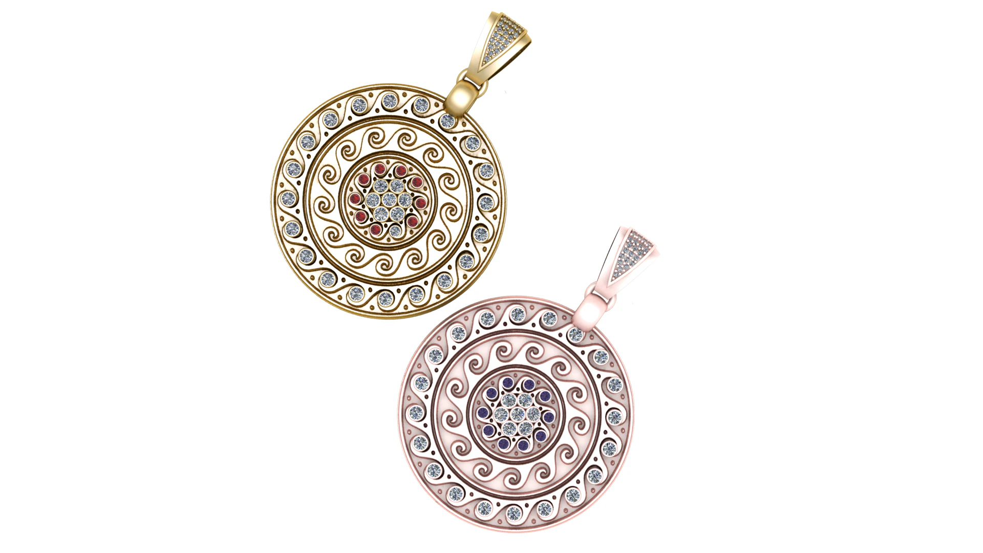 Celestial Spiral Medallion Pendant 3D Print Model .c4d .max .obj .3ds .fbx .stl .blend 