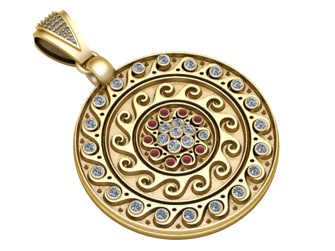 Celestial Spiral Medallion Pendant 3D Print Model