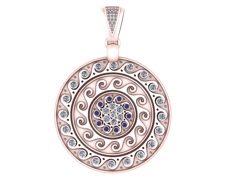 Celestial Spiral Medallion Pendant 3D Print Model