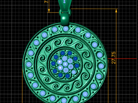 Celestial Spiral Medallion Pendant 3D Print Model