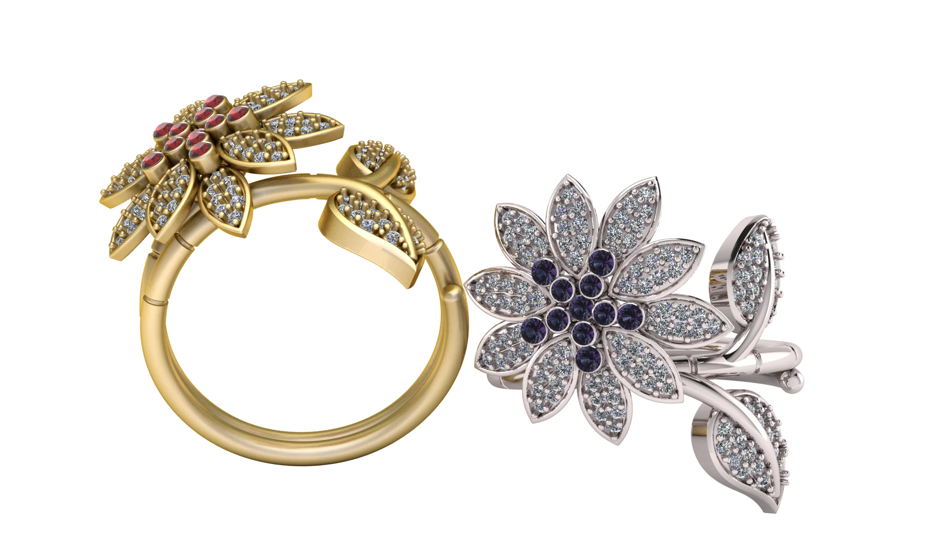Blossom Radiance Flower Ring 3D Print Model .c4d .max .obj .3ds .fbx .stl .blend 