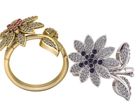 ブロッサム ラディアンス フラワー リング 3Dプリントモデル