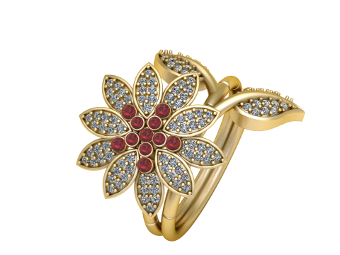 Blossom Radiance Flower Ring Modello di stampa 3D